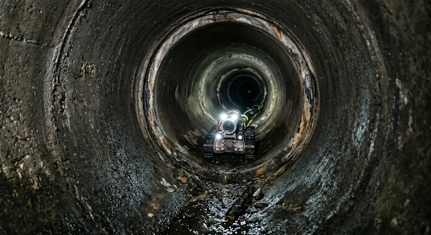 Robotic sewer camera inspecting pipe interior for Sewer Line Repair in Spring Arbor